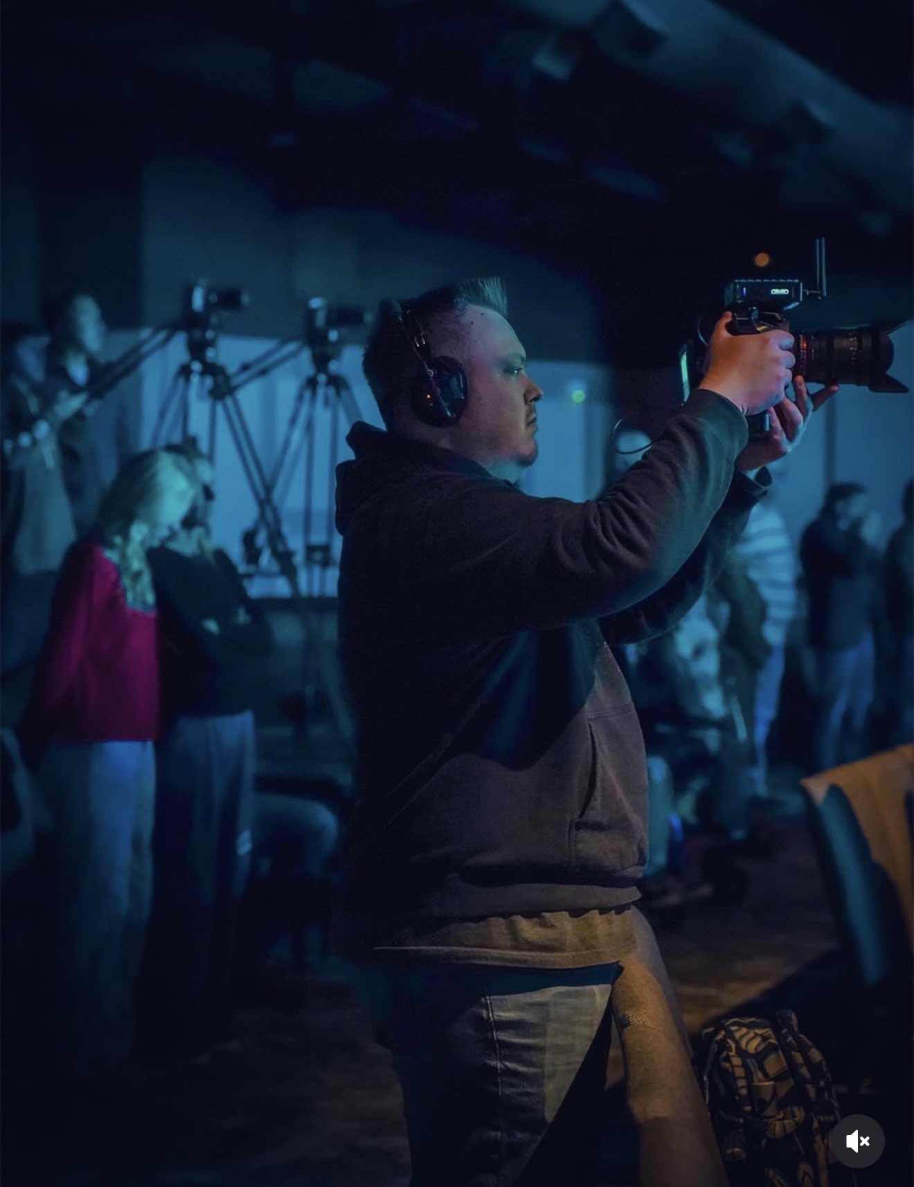Caleb Alexander filming on location
